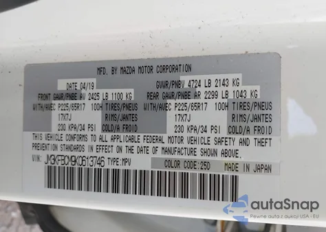 2019 Mazda Cx-5 Touring z USA, uszkodzony, nr VIN JM3KFBCM9K0613746